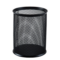 悠米B11001D圆形金属笔筒/ 网格铁笔筒 /黑色