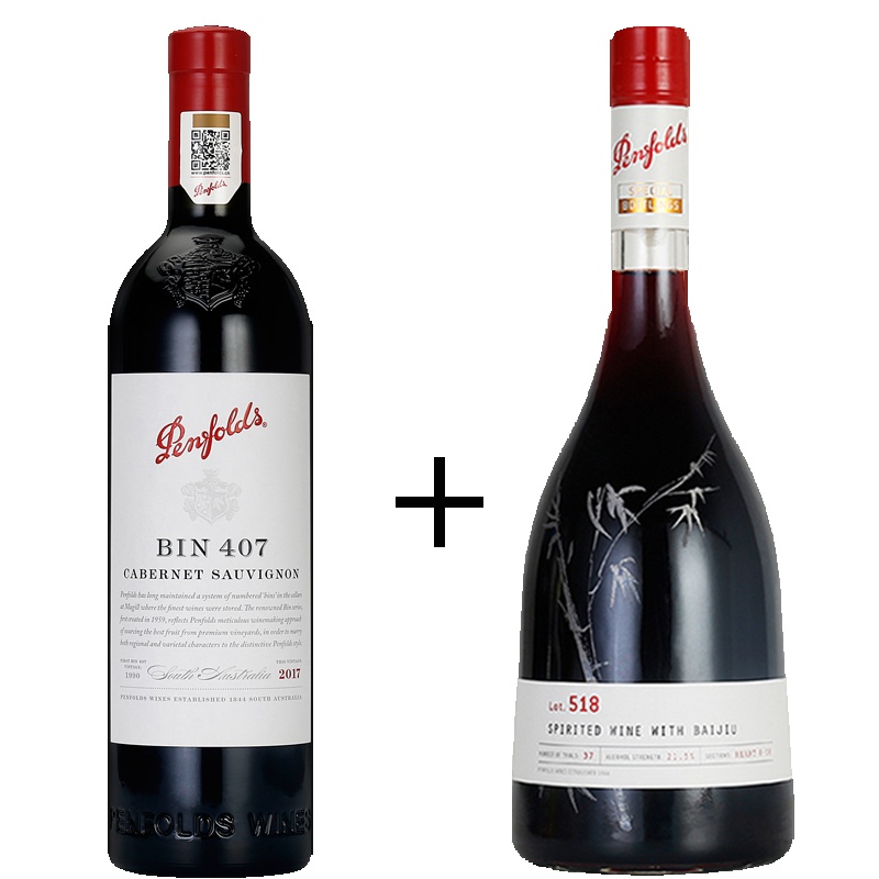 奔富Bin407 赤霞珠干红葡萄酒 750ml + 奔富特瓶Lot. 518 干红葡萄酒750ml