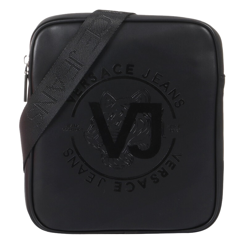 VERSACE JEANS 范思哲 春夏款 男士黑色聚酯纤维字母LOGO单肩斜挎包E1YTBB02 70891 899
