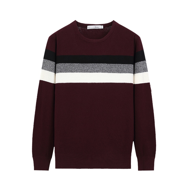 Artsdon/阿仕顿专柜同款圆领粗条纹撞色毛衫春款休闲针织衫男