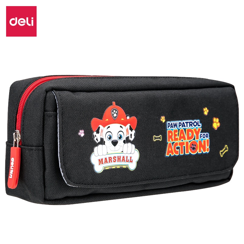 得力汪汪队立大功笔袋 儿童幼儿园创意卡通图案双层笔袋小学生多功能大容量铅笔袋男女生可爱文具盒66838HEI
