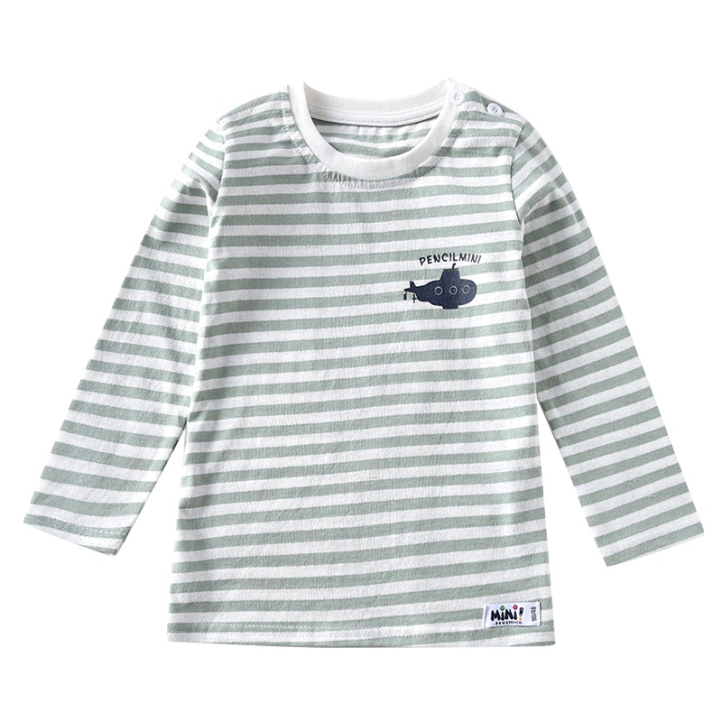 铅笔俱乐部童装2019秋装新款男童条纹T恤小宝宝长袖上衣儿童圆领T