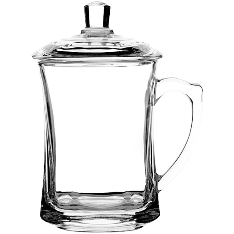 青苹果品尚系列耐热玻璃茶杯泡茶杯透明加厚玻璃把杯带盖泡茶杯玻璃水杯玻璃杯
