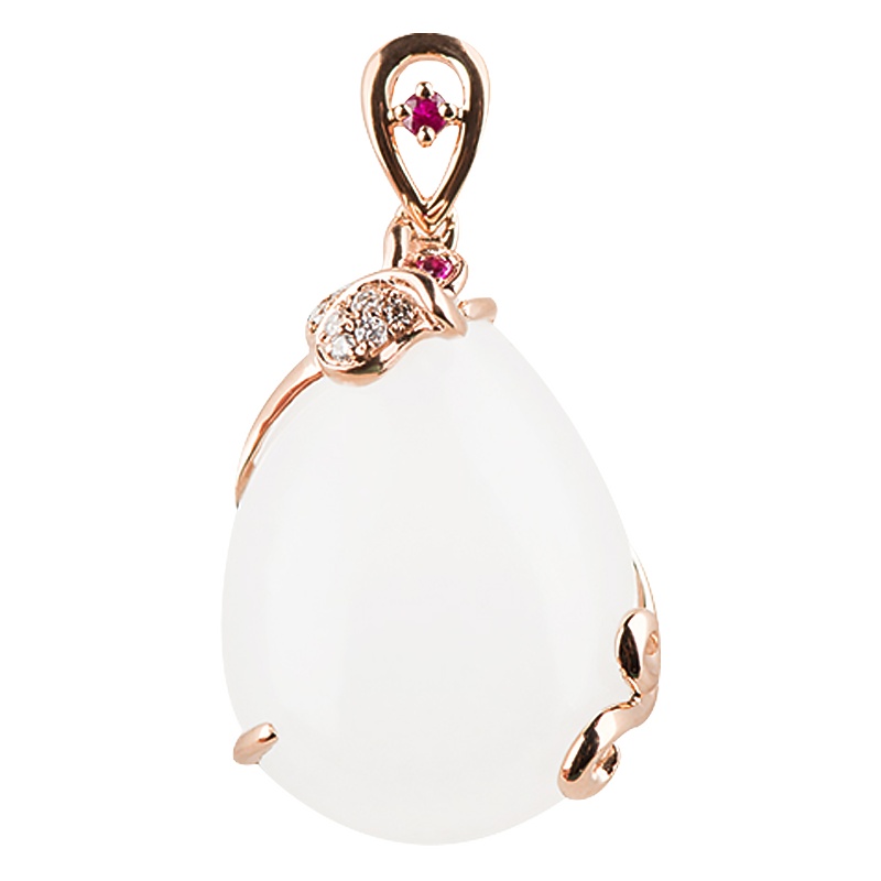 金一国囍18K金浪漫爱意满满女士款和田玉吊坠赠银链（定价）KJDZ140