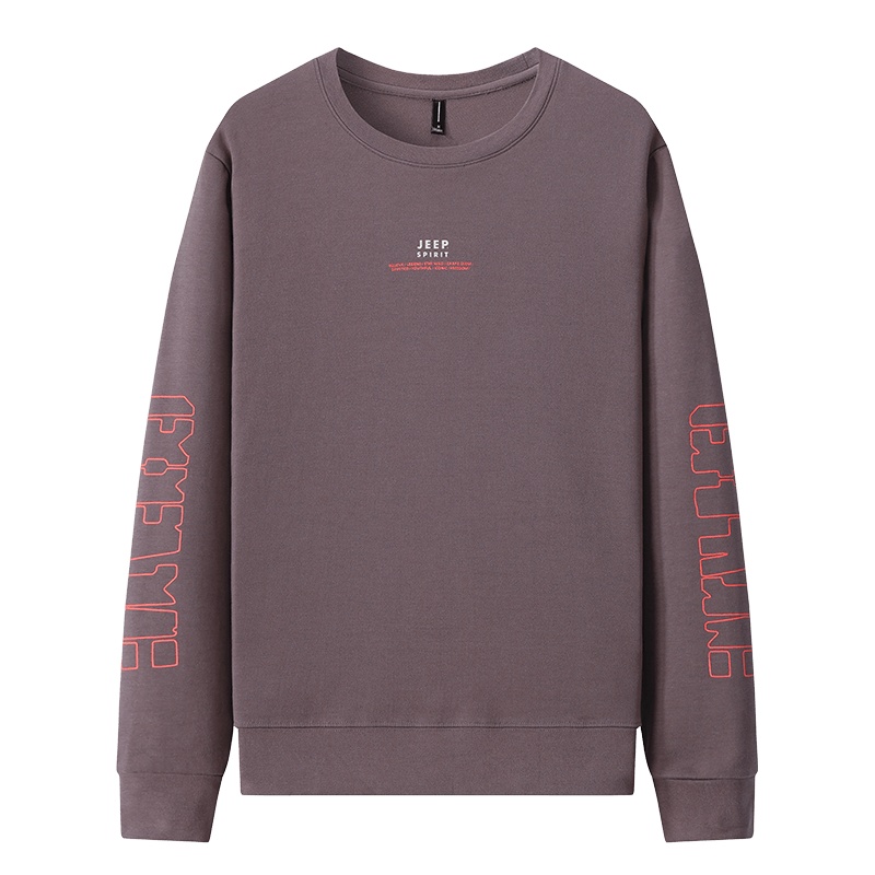 JEEP SPIRIT吉普卫衣男2021春秋新款宽松大码纯色套头圆领上衣户外运动休闲男士卫衣