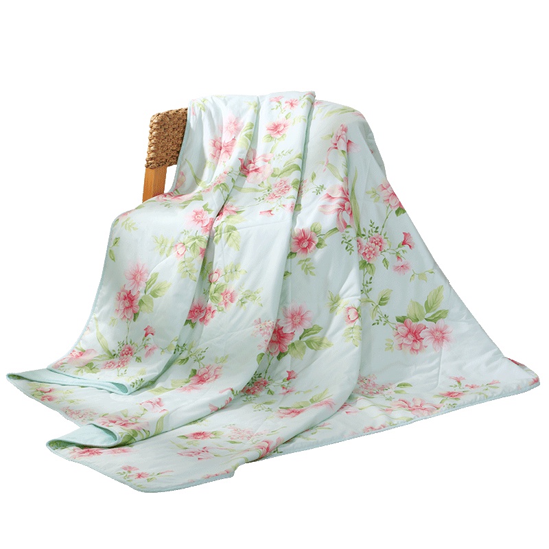 水星家纺MERCURY夏被全棉印花空调被学生宿舍双人斜纹被子夏凉薄被芯旖旎花语