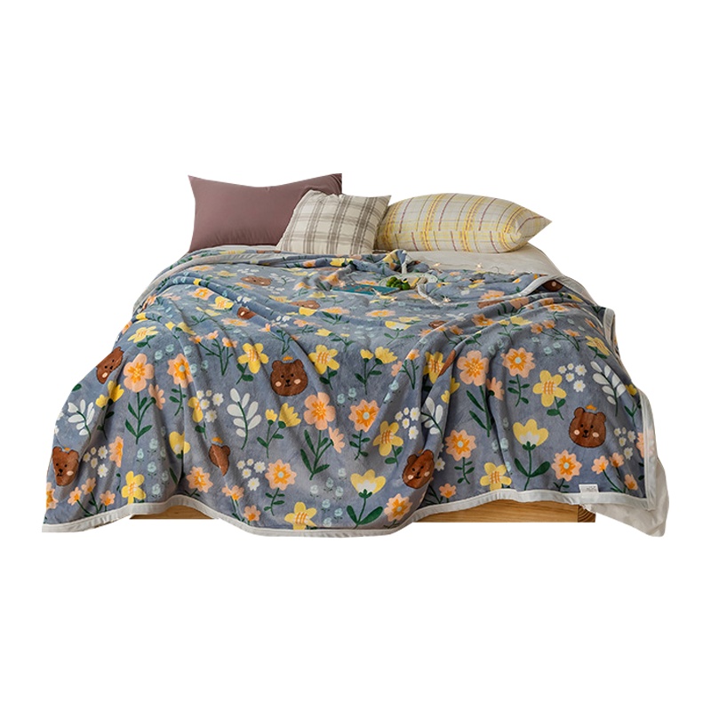 婵思 云貂绒珊瑚绒印花毛毯