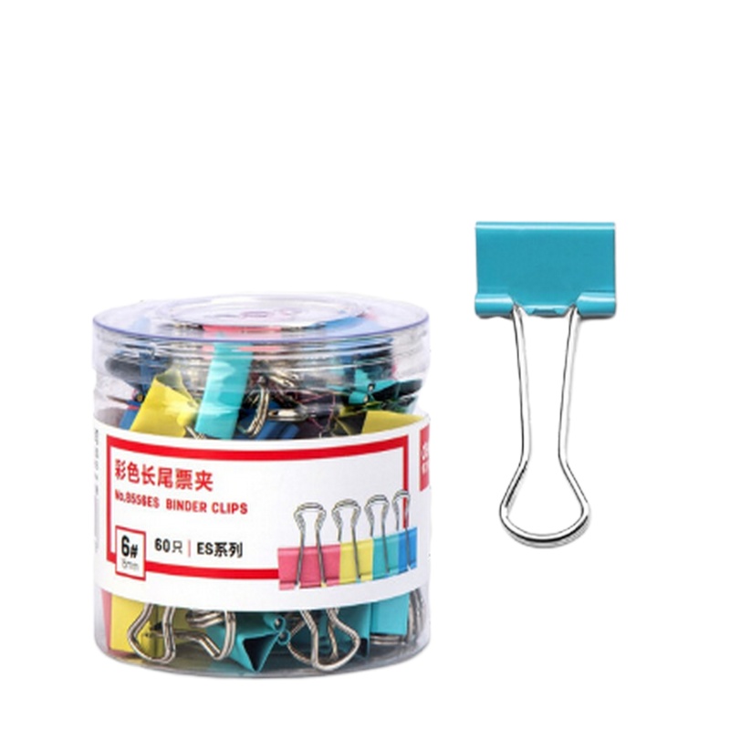 新得力(deli)60只15mm彩色长尾夹票夹 6#金属燕尾夹票据夹子 办公用品 8556