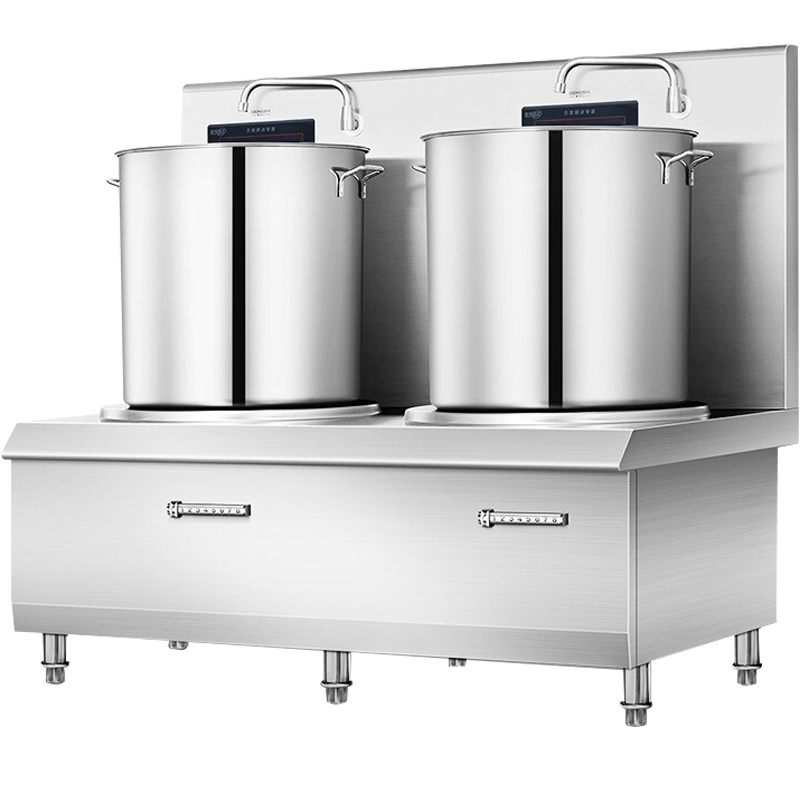 德玛仕(DEMASHI)高背汤炉商用电磁炉12kw大功率 酒店厨房猛火双头高汤炉 HW-STL12C-02(201材质)