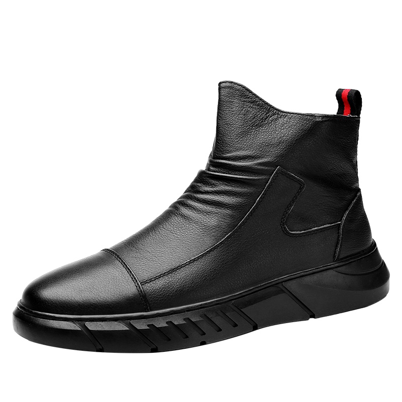 坚马全黑雨鞋男士户外防水防滑高帮休闲皮靴外穿厨房上班中筒水鞋劳保男鞋