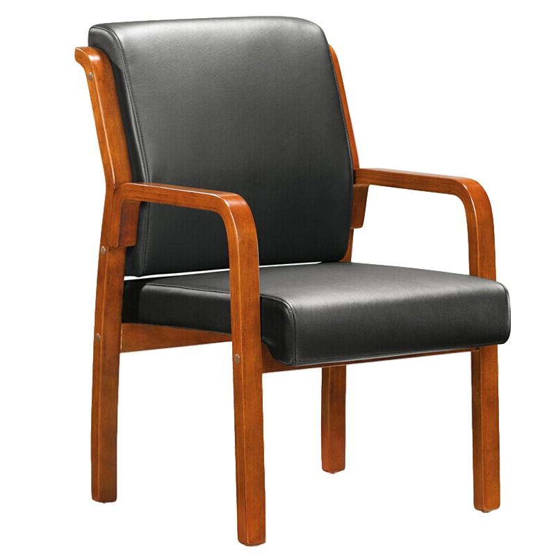 慧采云 办公家具办公椅电脑椅会议椅培训椅带扶手皮革实木椅子洽谈椅