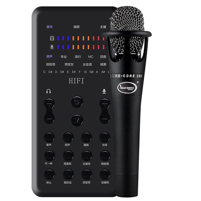 风悦K600声卡唱歌手机专用快手抖音直播设备全套主播喊麦话筒全民K歌电容麦克风套装 黑色K600+E300 3.5接口