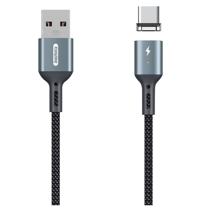 REMAX 磁吸数据线 安卓Type-C 充电线 数据传输 编织线华为小米手机通用磁力线 黑色