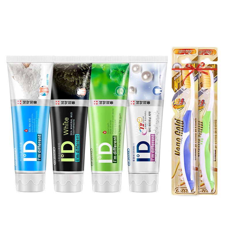 (送2支牙刷)韩国进口欧志姆(o-zone)家庭特惠装4支牙膏套装(100g *4 )健康护龈口气清新