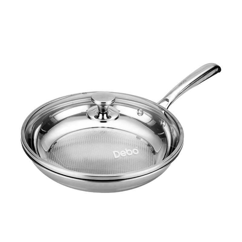 德铂 格兰德304不锈钢煎锅鱼鳞压花加厚平底