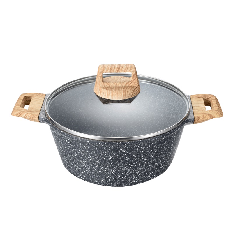 卡罗特(CaROTE)瑞士麦饭石汤锅24CM不粘锅小火锅少油烟汤煲炖锅煮面条电磁炉通用