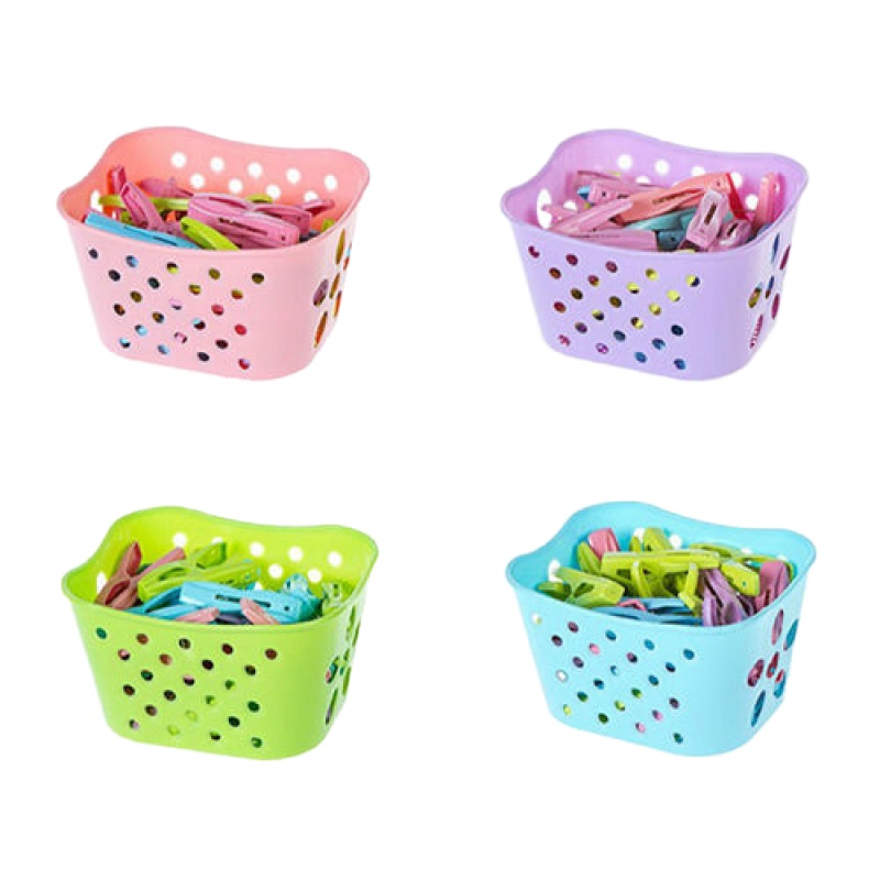 30个装+篮子+绳子 装塑料小夹子防风夹晒衣服夹衣架晾衣夹