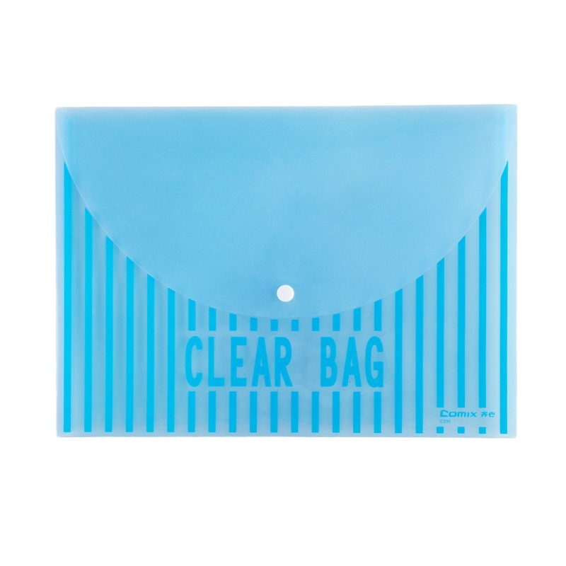 齐心/COMIX 透明按扣袋 纽扣袋格子公文袋 A4文件袋塑料档案袋收纳袋 C335 十个装