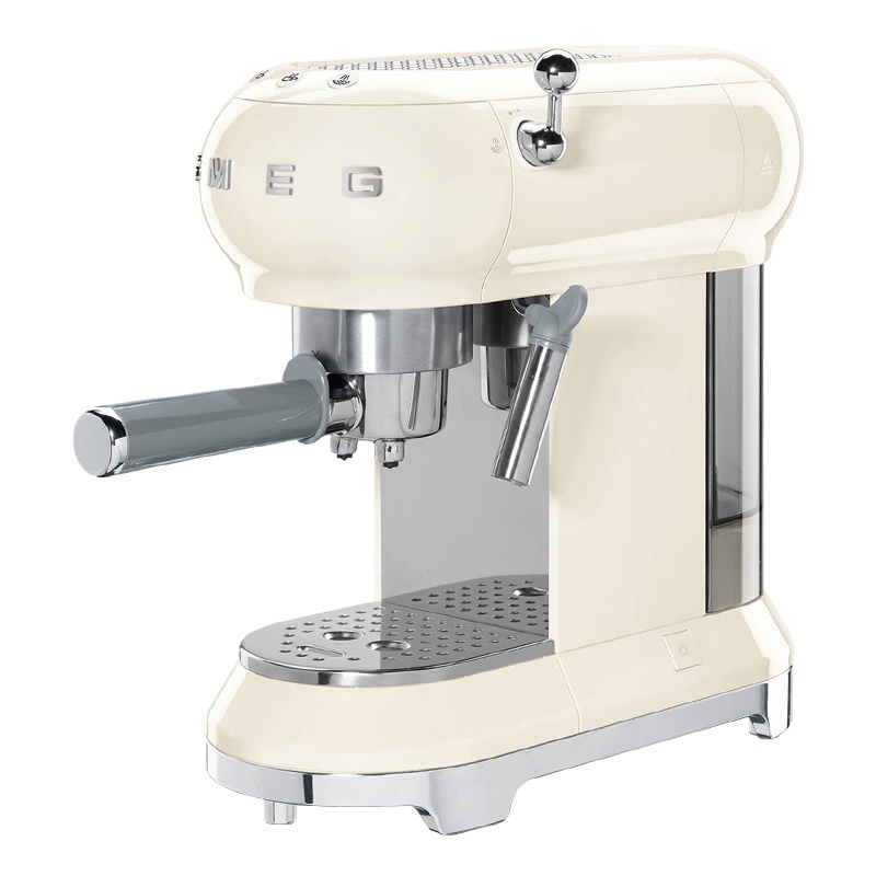 SMEG斯麦格意大利进口复古意式半自动咖啡机家用手动泵压式卡布奇诺蒸汽打奶泡ECF01多色可选 奶油白