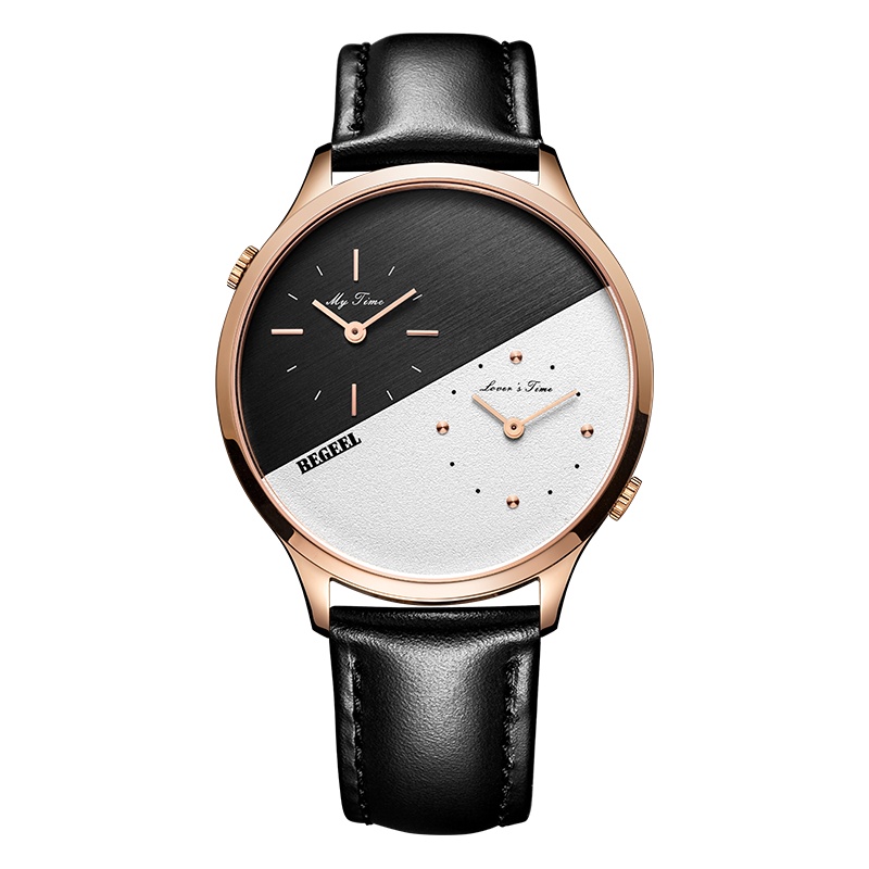 宾爵（BEGEEL）手表 异城时光黑白双表盘欧美潮牌百搭机芯情侣石英手表B910ML