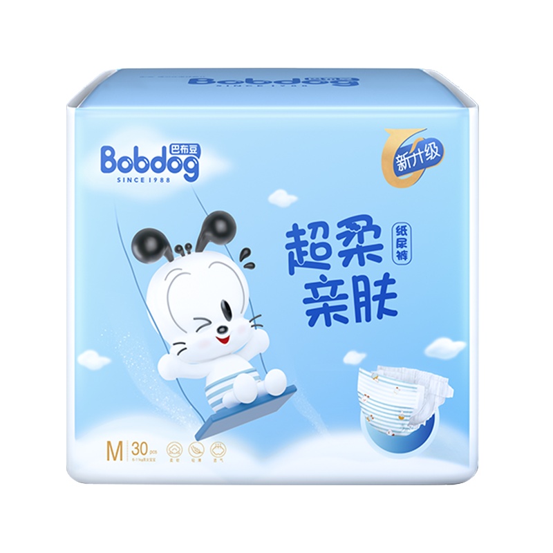 巴布豆超柔亲肤纸尿裤 M30片装 男女宝宝通用尿不湿