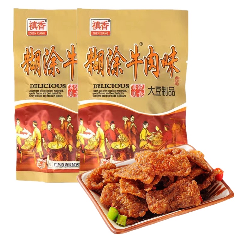 禛香糊涂牛肉味肥牛大豆素肉23g*20袋 真香膨化香菇肥牛休闲零食8090后怀旧网红儿时小吃豆制品素肉