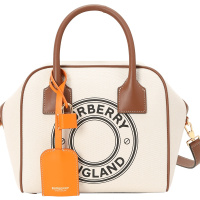 BURBERRY 博柏利 Cube 通勤手拎包 手提包 单肩包小号 圆形徽标帆布织物8030504金扣