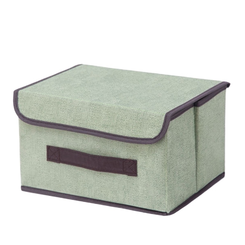 简约带盖无纺布折叠收纳箱有盖衣服储物箱布艺儿童玩具收纳盒整理 小号灰色
