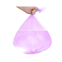 妙洁中号加厚平口垃圾袋 点断式粉色厨余家用办公室文明干湿垃圾分类 4550cm90只