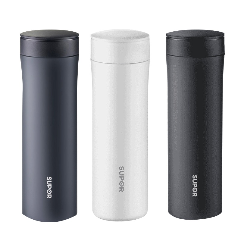 苏泊尔(SUPOR)保温杯380ml大容量男士高档商务泡茶便携学生水杯子 316L不锈钢 双层真空保温 KC38GB10