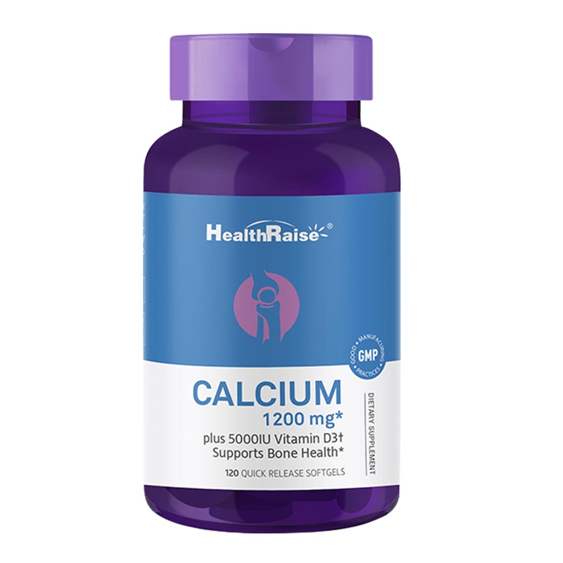 Health Raise液体碳酸钙+维生素D3软胶囊成人中老年补钙100粒 美国进口