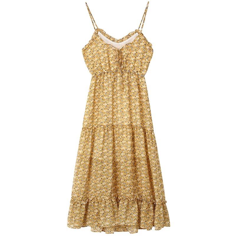 妖精的口袋碎花吊带连衣裙2020夏季新款女a字中长款森系仙女裙子