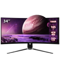 微星 MSI 34英寸显示器显示屏 1000R 带鱼屏 WQHD 165Hz HDR400 月神 MPG ARTYMIS 343CQR高清大屏家用办公游戏电竞显示屏