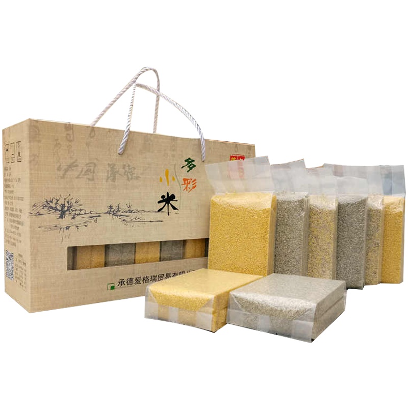 [中华特色]河北供销馆 垄上人家 多彩小米礼盒450g*8袋 一级小米真空包装 五谷杂粮小米粥 河北承德特产 华北