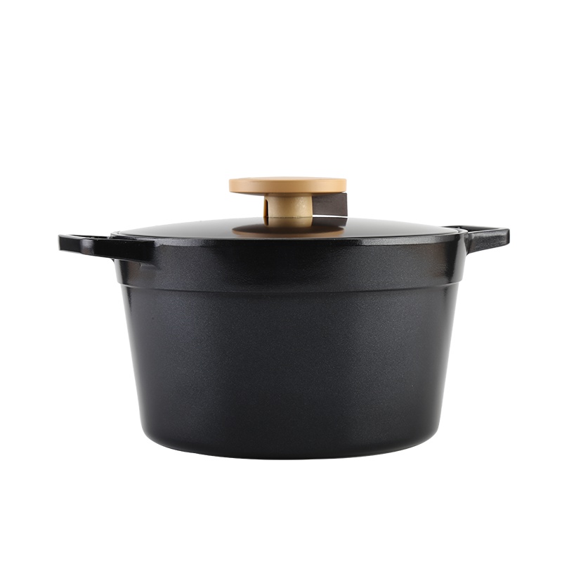 乐扣乐扣(LOCK&LOCK) 陶瓷汤锅不沾锅双耳炖锅铝合金复底汤锅24cm 防烫LJM2242BLK黑色