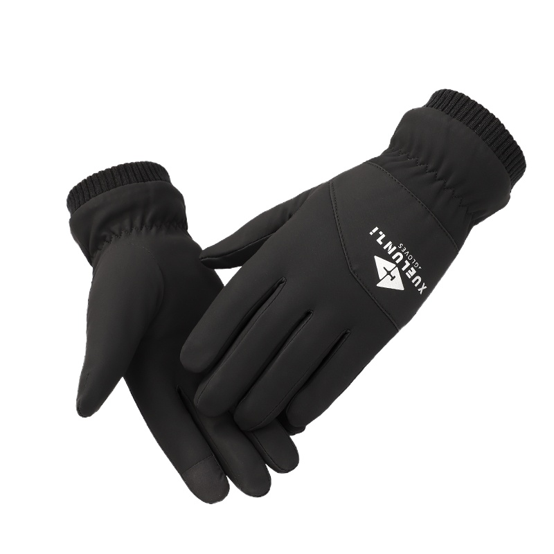 南极人骑行手套男冬季加厚加绒保暖冬天防风防寒户外运动男士手套N2E9X950181 黑色