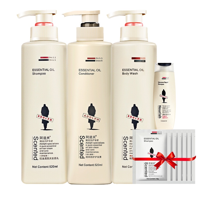 阿道夫 洗护沐3件套装 净屑舒爽洗发水520ml+植萃护发素520ml+青春沐浴露520ml