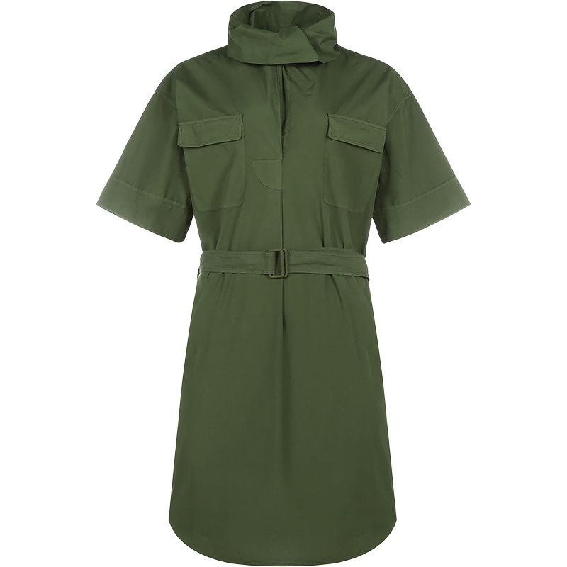 KENZO 高田贤三 女士 棉质高领短袖连衣裙 FB5 2RO031 1LA