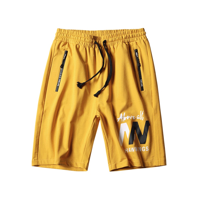 稻草人短裤男2019夏季新品纯棉时尚印花五分裤男弹力松紧运动裤