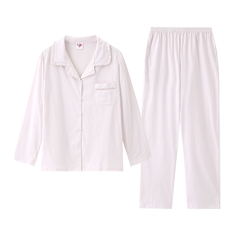 都市丽人可爱舒适翻领圆点碎花修身前扣女士家居服2H7106