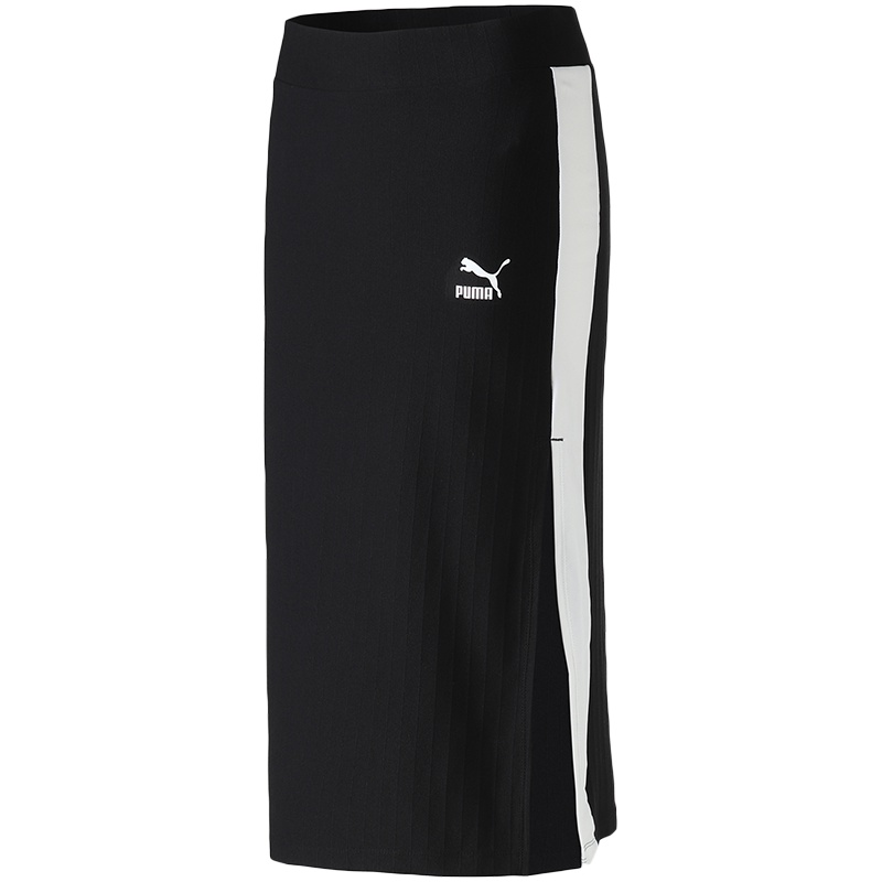 PUMA彪马女装休闲包臀修身针织运动长裙579059 L 57905901黑色