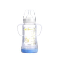 爱得利IVORY宽口径晶钻玻璃奶瓶 新生儿奶瓶 A95 带防摔保护套240ML