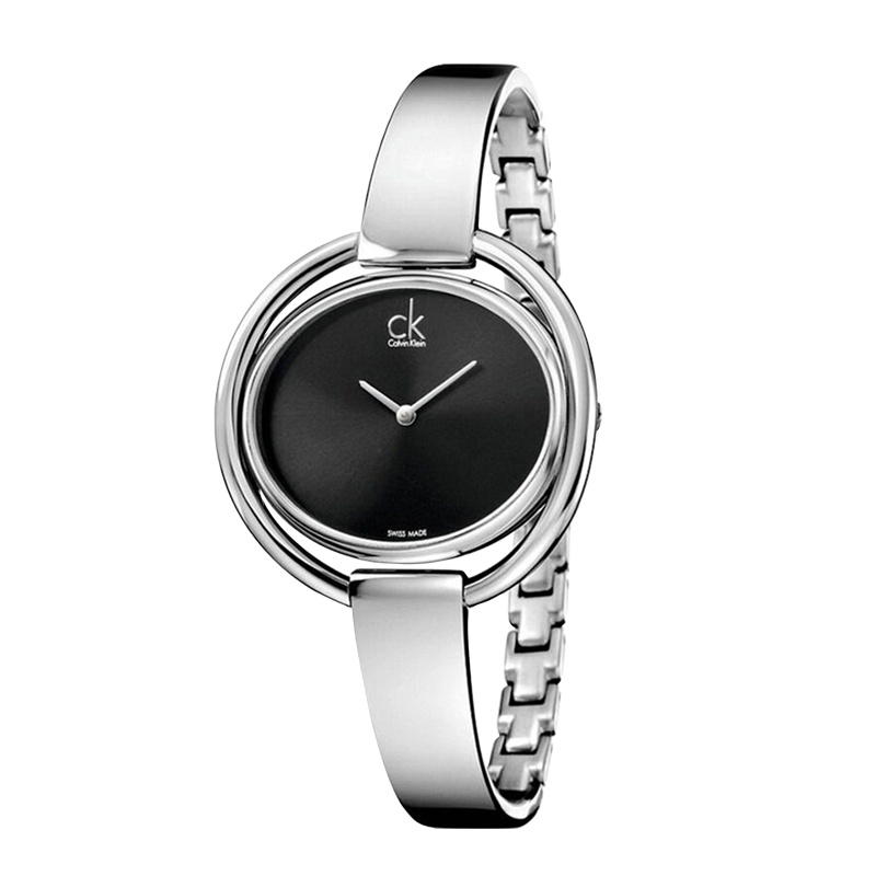 卡文克莱CK手表女士休闲玫瑰金色防水时尚潮流手镯钢带石英表 K4F2N111