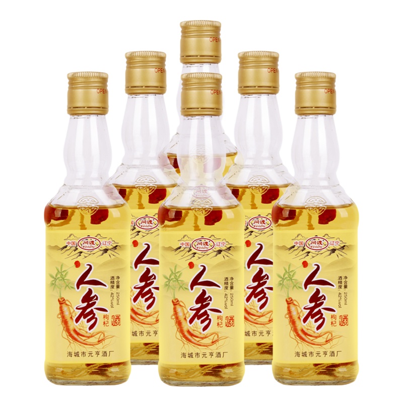 問渡 人参酒枸杞酒 42度250ml 配制白酒 6瓶