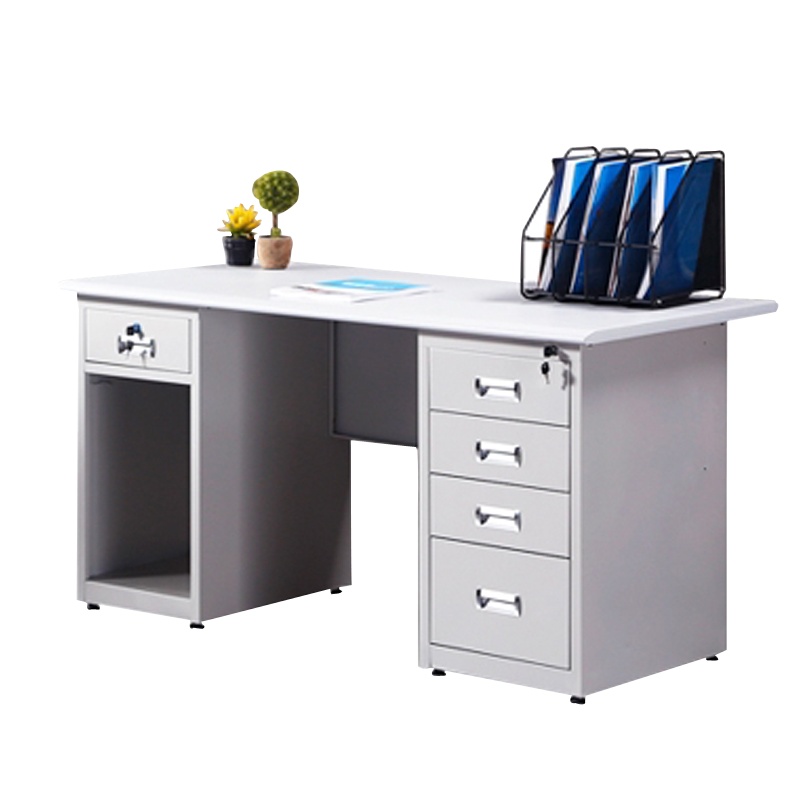 瑞丰杰金属电脑桌铁皮办公桌带锁带抽屉1.2米RJ-Z1203财务写字台桌子五斗一空款