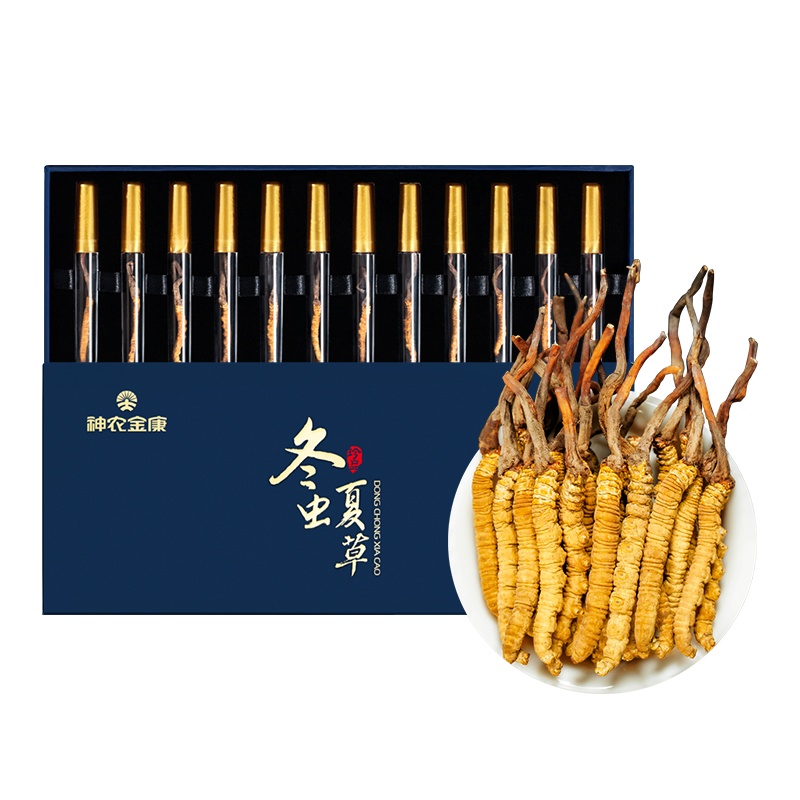 礼盒装3g 神农金康冬虫夏草4条/g 西藏那曲高海拔野生虫草礼盒无瘪草黑草