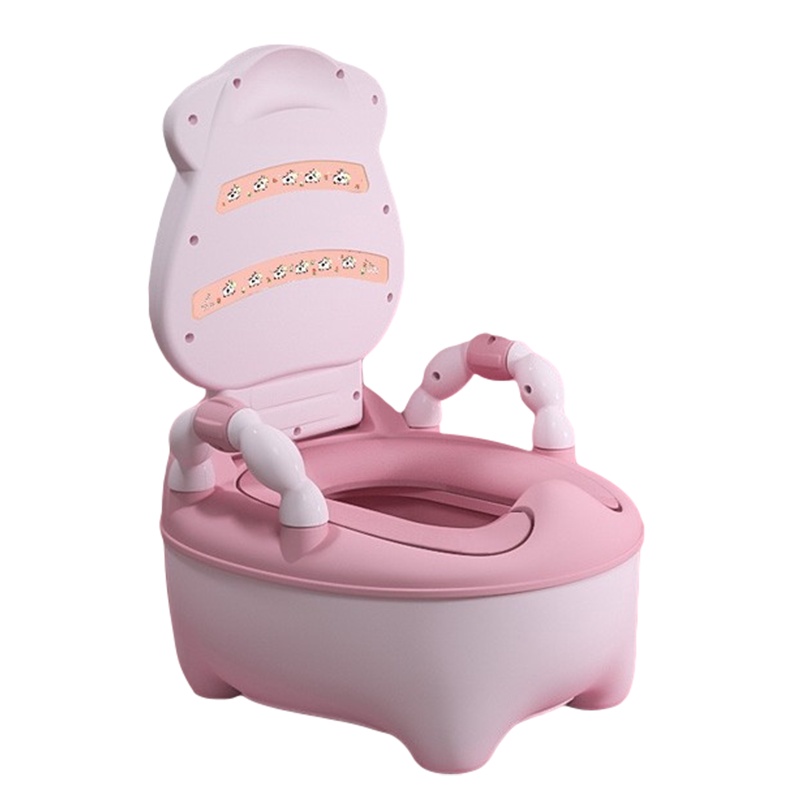 DuDi/青蛙嘟迪 儿童坐便器女宝宝婴儿男便盆尿盆儿童马桶座便器婴儿坐便器马桶宝宝坐便器 卡通奶牛PU软垫座便器 彩粉