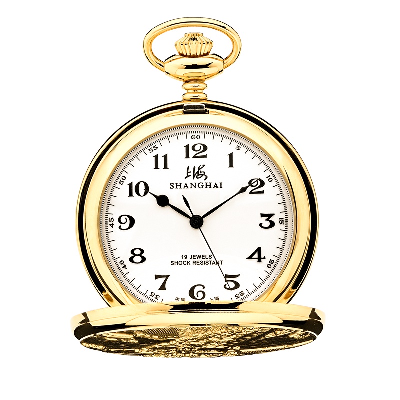 上海(SHANGHAI)怀表清明上河图X731男士复古休闲翻盖机械表护士表项链表手动机械怀表