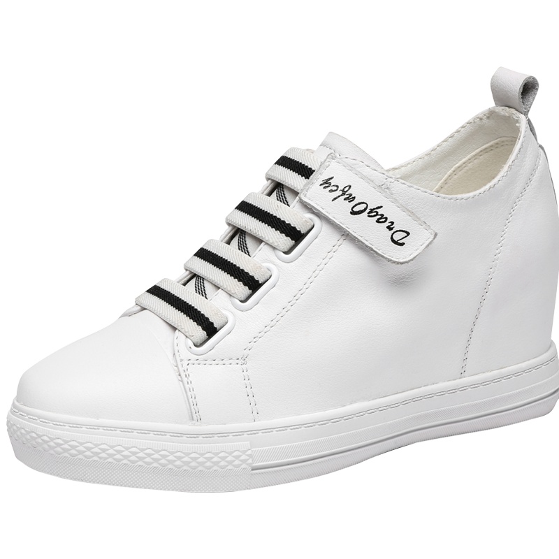 红蜻蜓女鞋秋季新款头层牛皮内增高青年休闲小白鞋韩版百搭板鞋潮