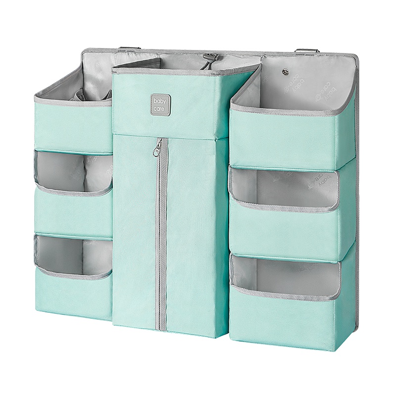 babycare 婴儿床挂袋宝宝尿不湿收纳袋挂篮尿布包挂袋置物架可水洗浅嗬绿大号5071